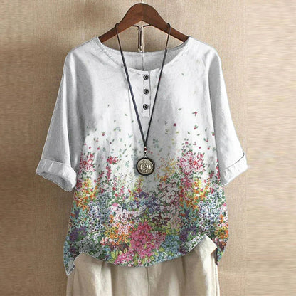 Katherine | Kvinders Blomster 3/4 Ærmet Bluse
