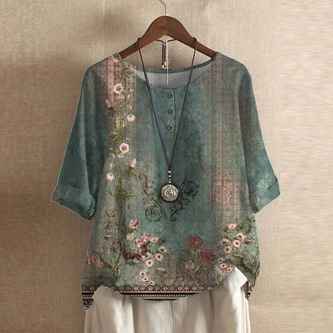 Katherine | Kvinders Blomster 3/4 Ærmet Bluse