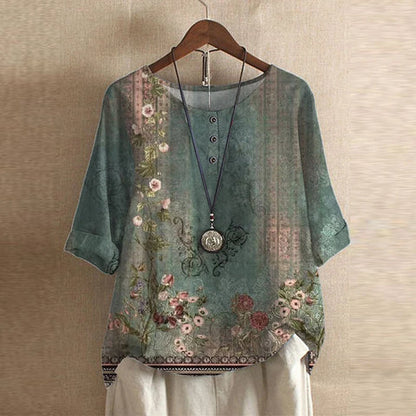 Katherine | Kvinders Blomster 3/4 Ærmet Bluse