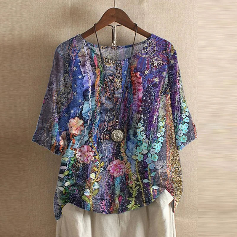 Katherine | Kvinders Blomster 3/4 Ærmet Bluse