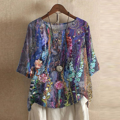 Katherine | Kvinders Blomster 3/4 Ærmet Bluse