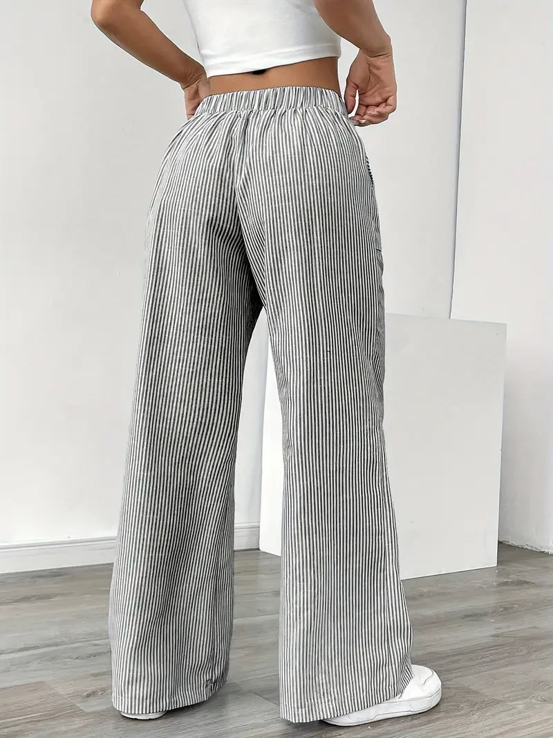 Linda | Elegante Stribede Bukser med Lommer i Trendy Farver
