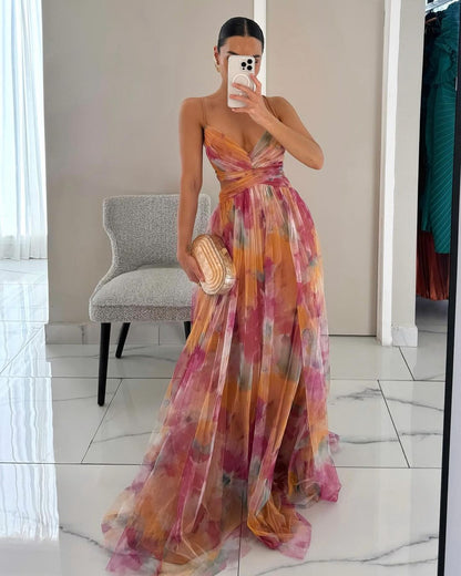 Madeline | Blomstret Maxi Kjole for Ubesværet Elegance