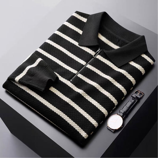 Jared | Herres Half-Zip Stribet Polo T-shirt