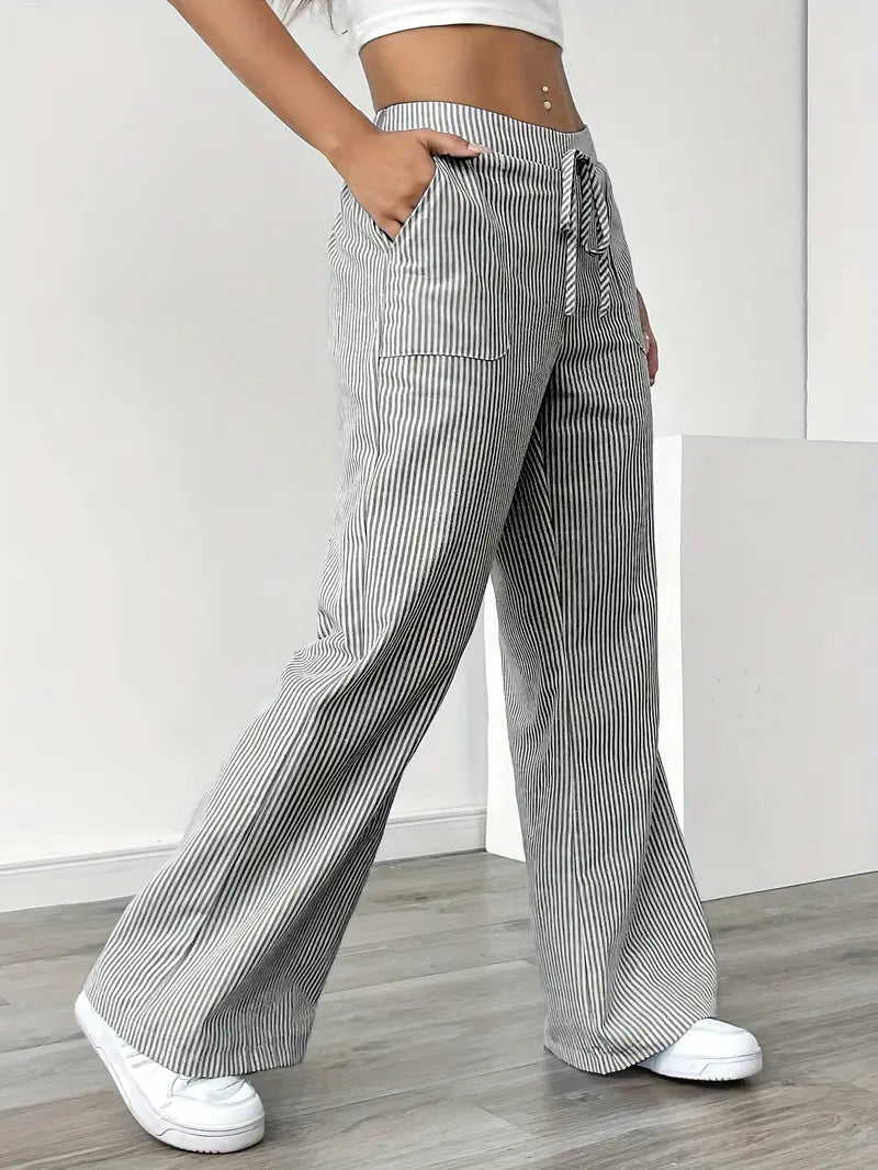Linda | Elegante Stribede Bukser med Lommer i Trendy Farver