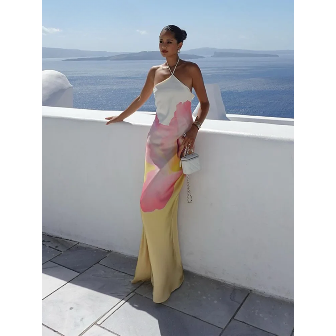 Hannah | Elegant Floral One-Shoulder Maxi Kjole