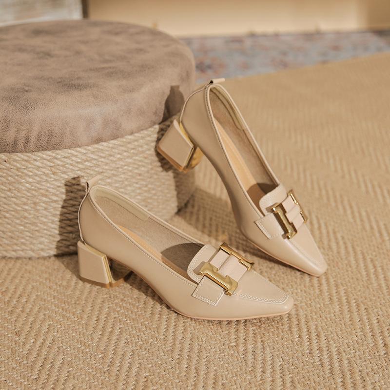 Destiny | Stilfulde Loafers med Blokhæle – Elegante Spidse Sko til Kontor & Hverdagsbrug