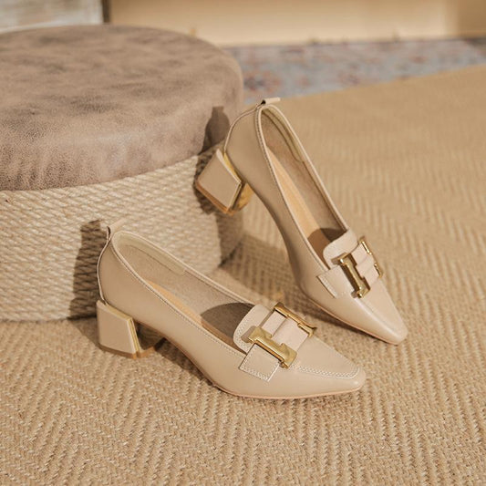 Destiny | Stilfulde Loafers med Blokhæle – Elegante Spidse Sko til Kontor & Hverdagsbrug