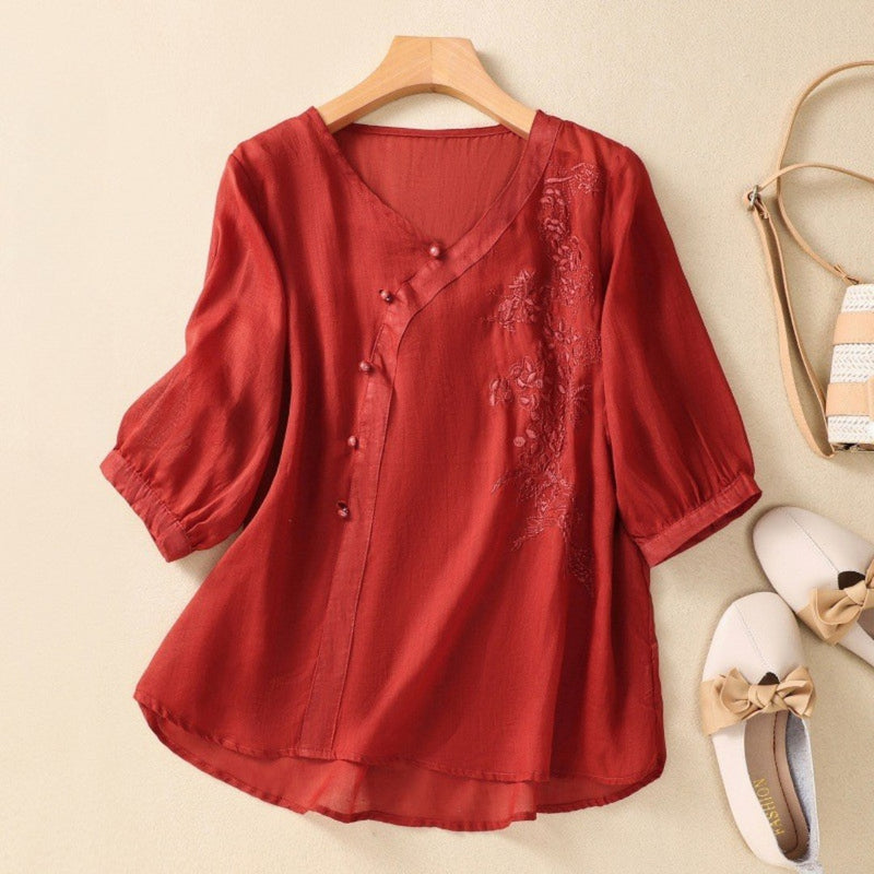 Sue | Elegant Asymmetrisk Knap Tunika