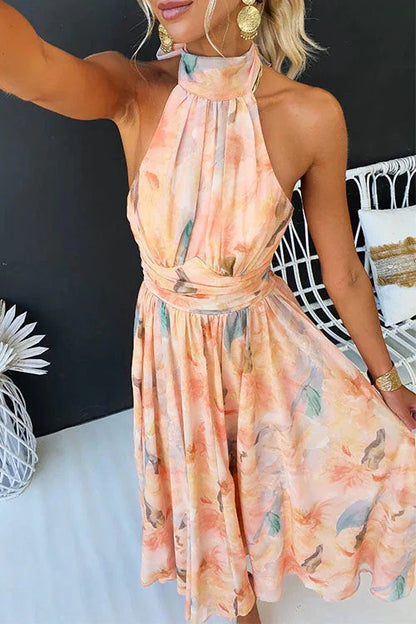 Sandra | Elegant Akvarel Maxi Kjole til Sommer