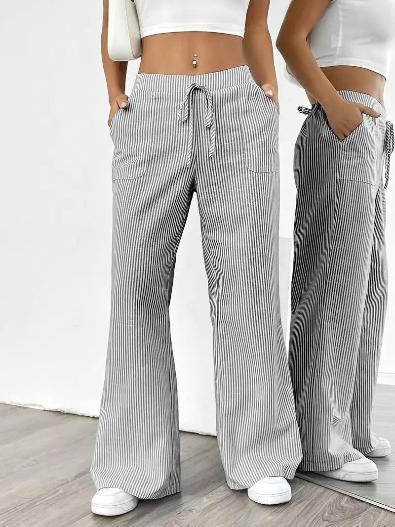 Linda | Elegante Stribede Bukser med Lommer i Trendy Farver