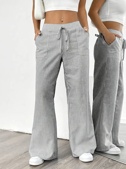 Linda | Elegante Stribede Bukser med Lommer i Trendy Farver