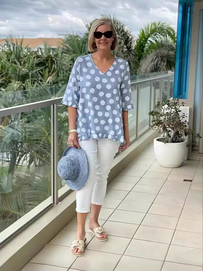 Dulce | Vintage Trykt Top med Tidløs Elegance til Kvinder