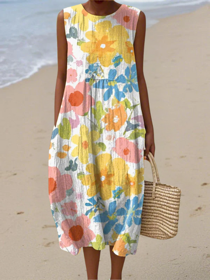 Ella | Pastel Floral Midi Kjole