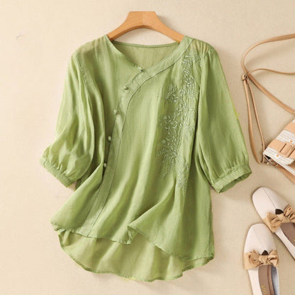 Sue | Elegant Asymmetrisk Knap Tunika