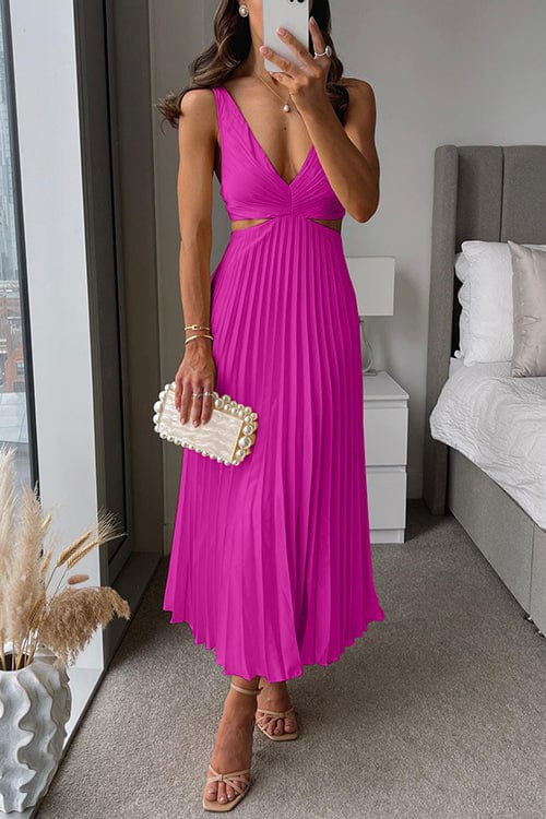 Sanne | Elegant Plisseret Midi Kjole