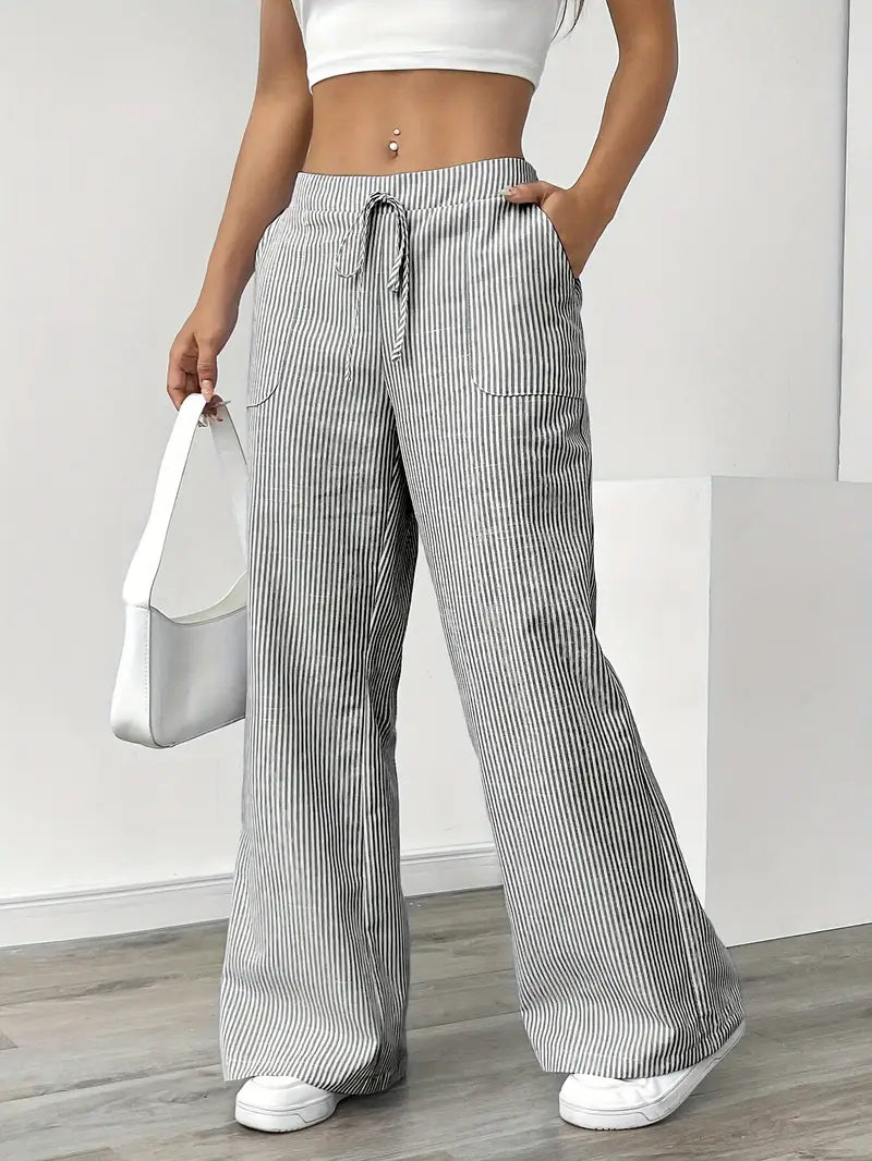 Linda | Elegante Stribede Bukser med Lommer i Trendy Farver