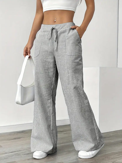 Linda | Elegante Stribede Bukser med Lommer i Trendy Farver