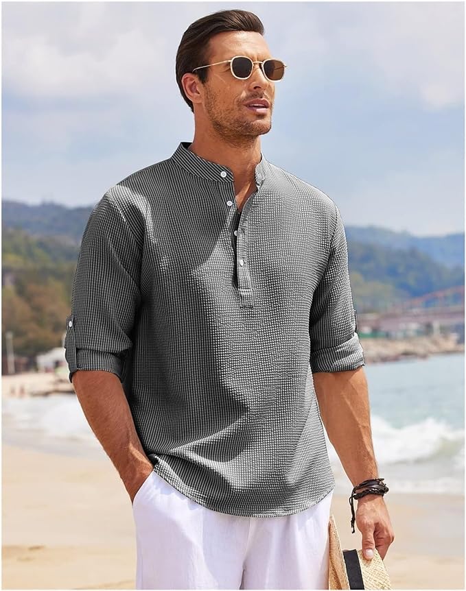 Marvin | Herre Casual Skjorte - Relaxed Fit - Letvægts Bomuld - Alsidig Stil