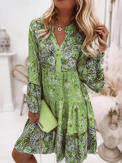 Gabriella | Stilfuld Boho Kjole med Blomsterprint