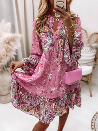 Gabriella | Stilfuld Boho Kjole med Blomsterprint