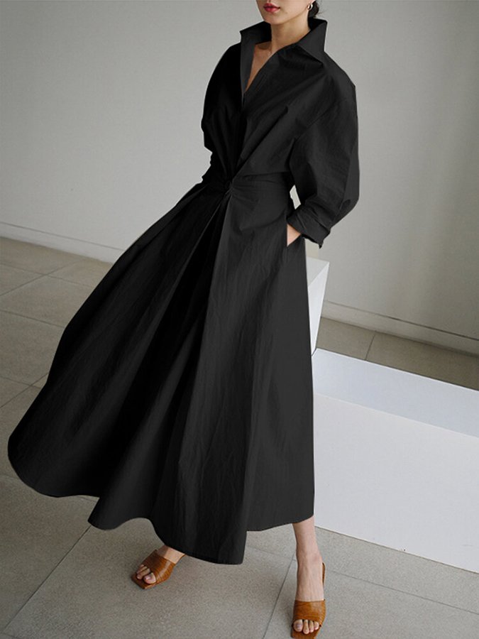 Kimberly | Chic Midi Kjole med Knaplukning