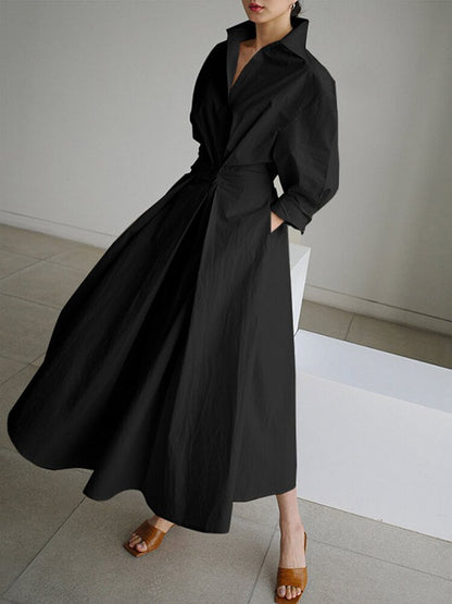 Kimberly | Chic Midi Kjole med Knaplukning