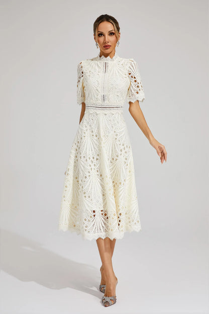 Lexi | Elegant Blonde Midi Kjole til Kvinder