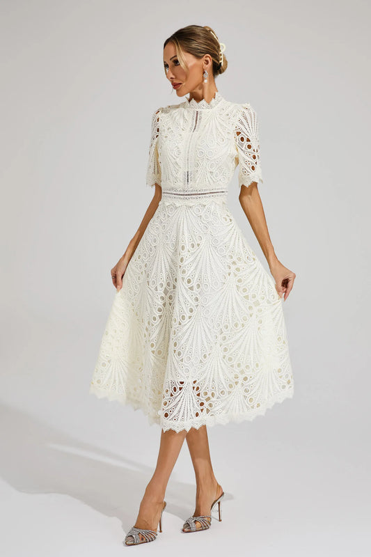 Lexi | Elegant Blonde Midi Kjole til Kvinder
