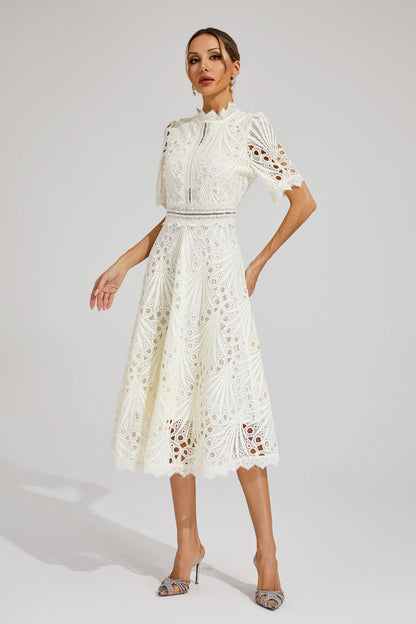 Lexi | Elegant Blonde Midi Kjole til Kvinder