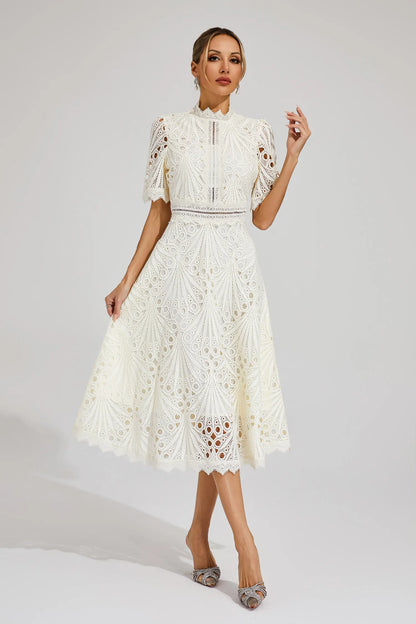 Lexi | Elegant Blonde Midi Kjole til Kvinder