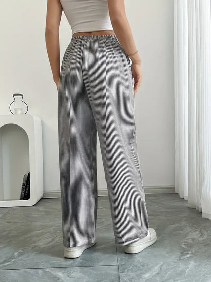 Linda | Elegante Stribede Bukser med Lommer i Trendy Farver