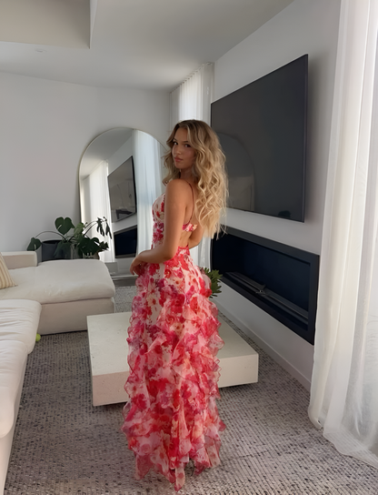 Charlene | Floral Maxi Kjole til Elegante Anledninger