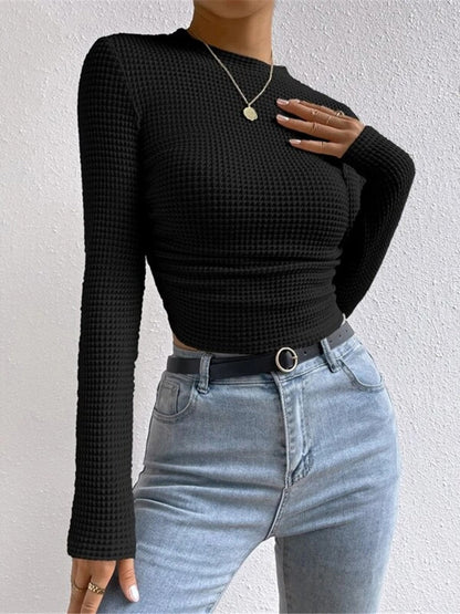 Sage | Kvinders Fitted Waffle Knit Langærmet Top
