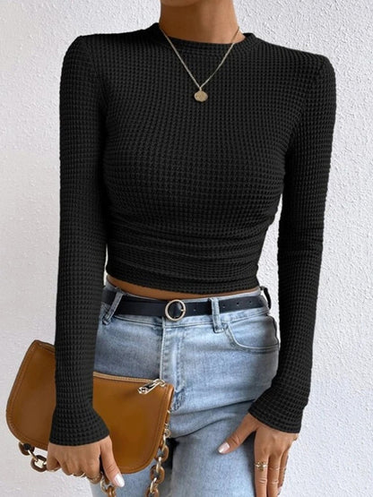 Sage | Kvinders Fitted Waffle Knit Langærmet Top