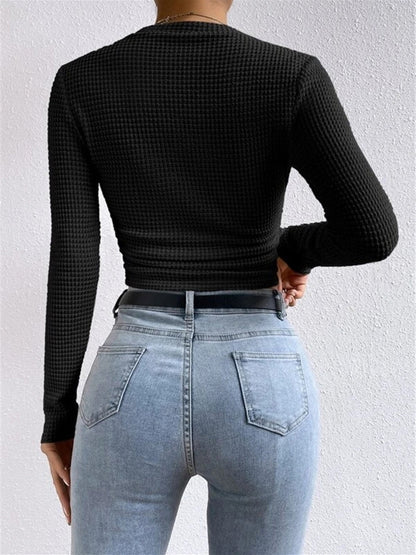 Sage | Kvinders Fitted Waffle Knit Langærmet Top