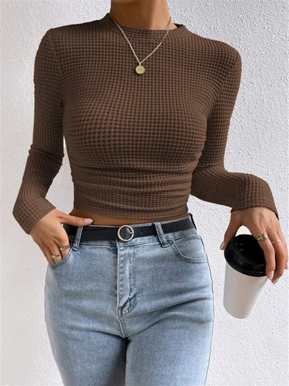 Sage | Kvinders Fitted Waffle Knit Langærmet Top