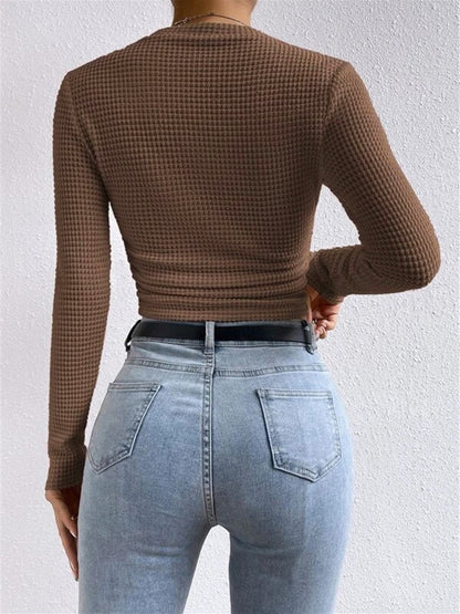 Sage | Kvinders Fitted Waffle Knit Langærmet Top