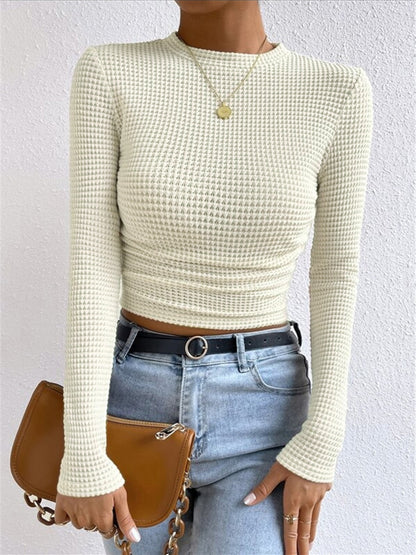 Sage | Kvinders Fitted Waffle Knit Langærmet Top