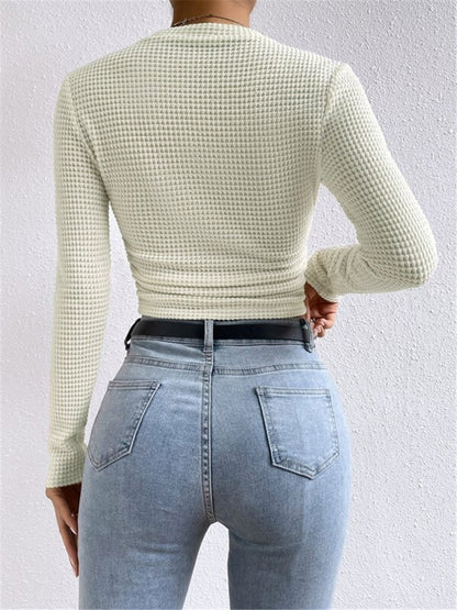 Sage | Kvinders Fitted Waffle Knit Langærmet Top