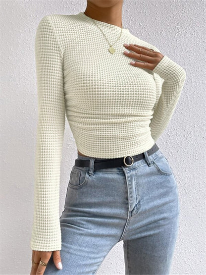Sage | Kvinders Fitted Waffle Knit Langærmet Top