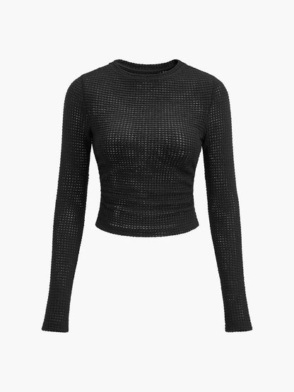Sage | Kvinders Fitted Waffle Knit Langærmet Top