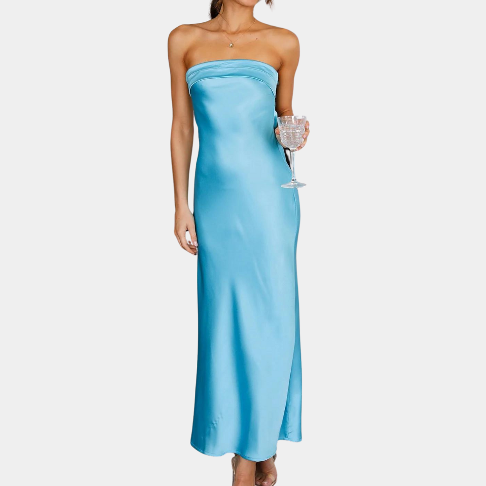 Courtney | Elegant Strapless Lang Kjole