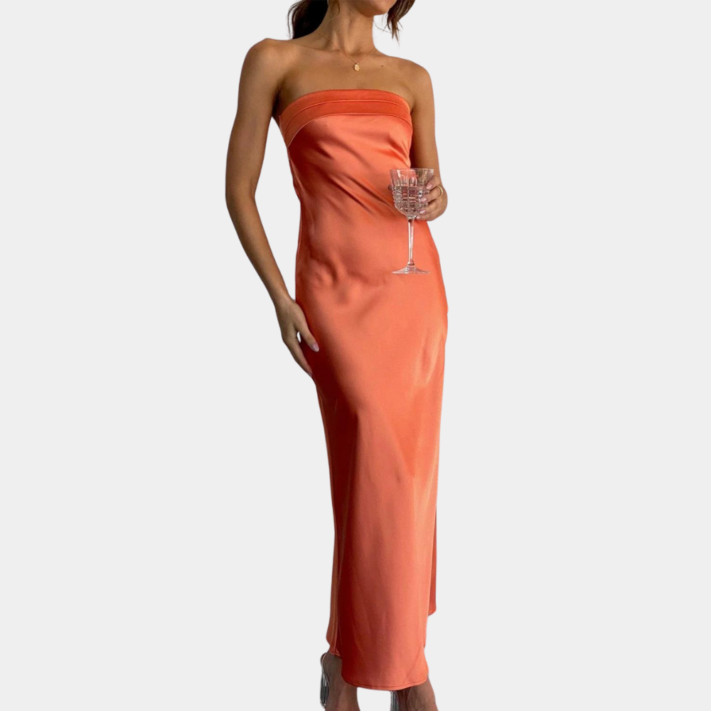 Courtney | Elegant Strapless Lang Kjole