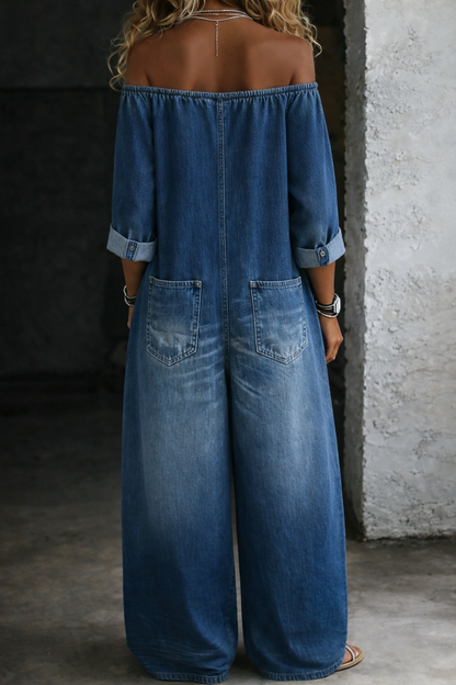 Elena | Langærmet Jumpsuit med Bare Skuldre