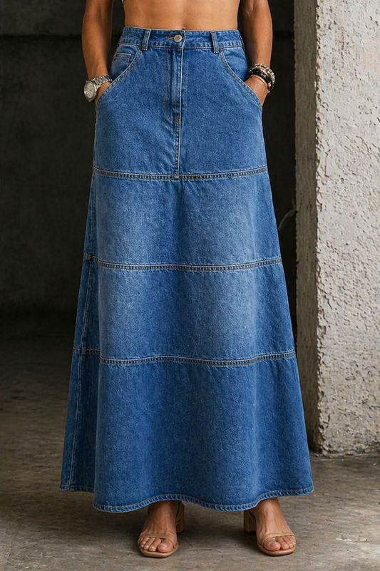 Mary | Midi Denim Nederdel