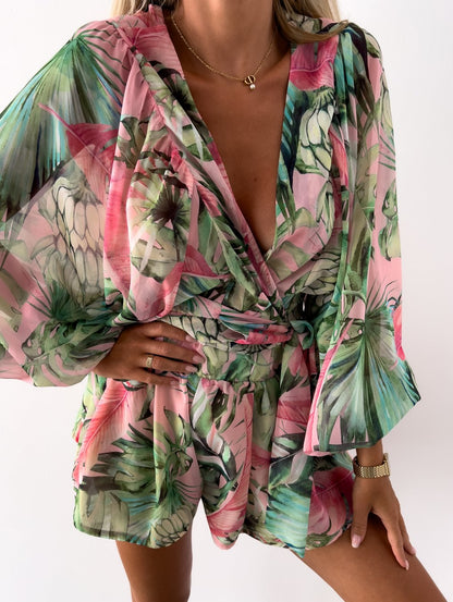 Ivy | Kvinders Stilfulde Flowing To-delt Shorts og Bluse Sommer Sæt