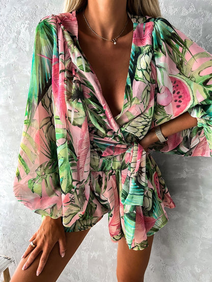 Ivy | Kvinders Stilfulde Flowing To-delt Shorts og Bluse Sommer Sæt