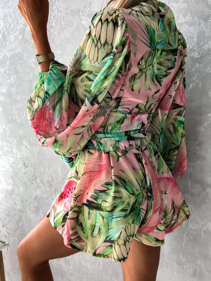 Ivy | Kvinders Stilfulde Flowing To-delt Shorts og Bluse Sommer Sæt