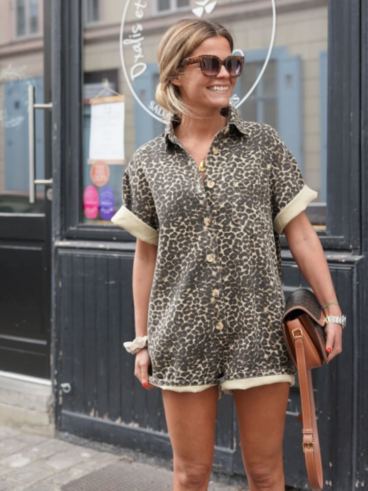 Tracy | Trendy Mini Gepard Trykt Romper til Casual Chic